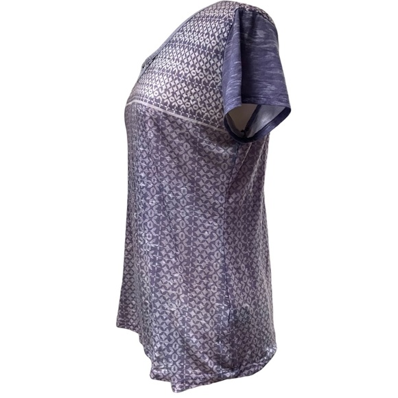 Kuhl KÜHL Burnout Sheer T-Shirt Short Sleeve Shirt Henley Top Purple Women Large - Picture 3 of 8